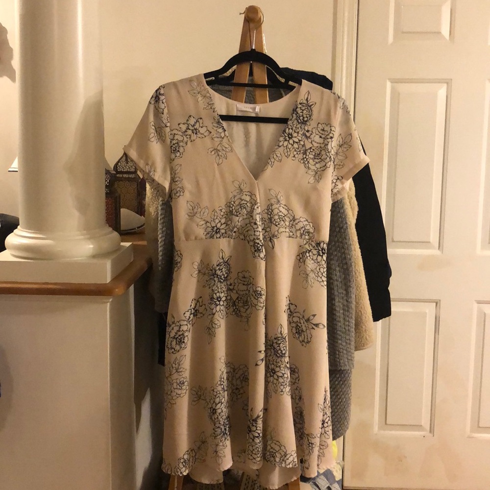 Light pink floral wrap dress